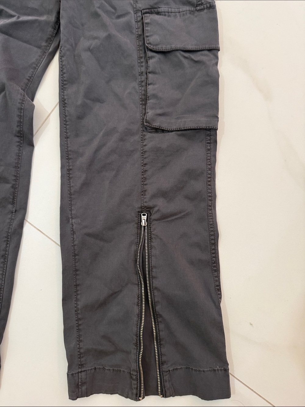 Abercrombie & Fitch Dark Gray Cargo Pants with Ankle Zippers - Picture 4 of 5